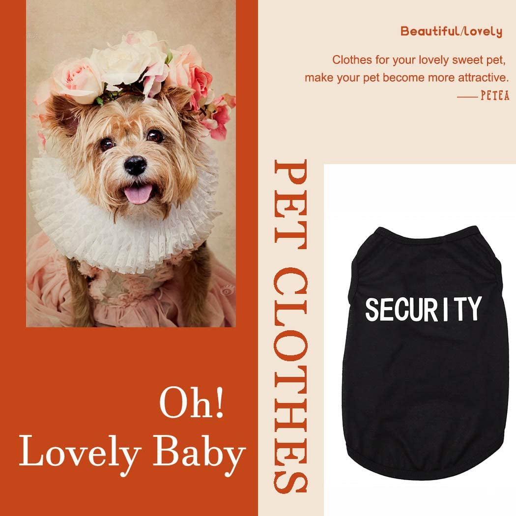 Security Dog Shirt Summer Clothes Pet Puppy T-Shirts Cotton Vest Clothes for Dogs and Cats