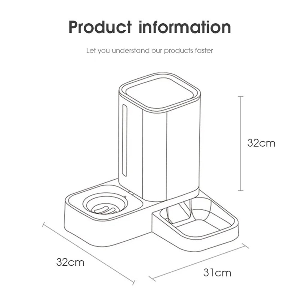 2 in 1 Automatic Auto Pet Cat Dog Food Feeder Dispenser Set,Gravity Water Bowl