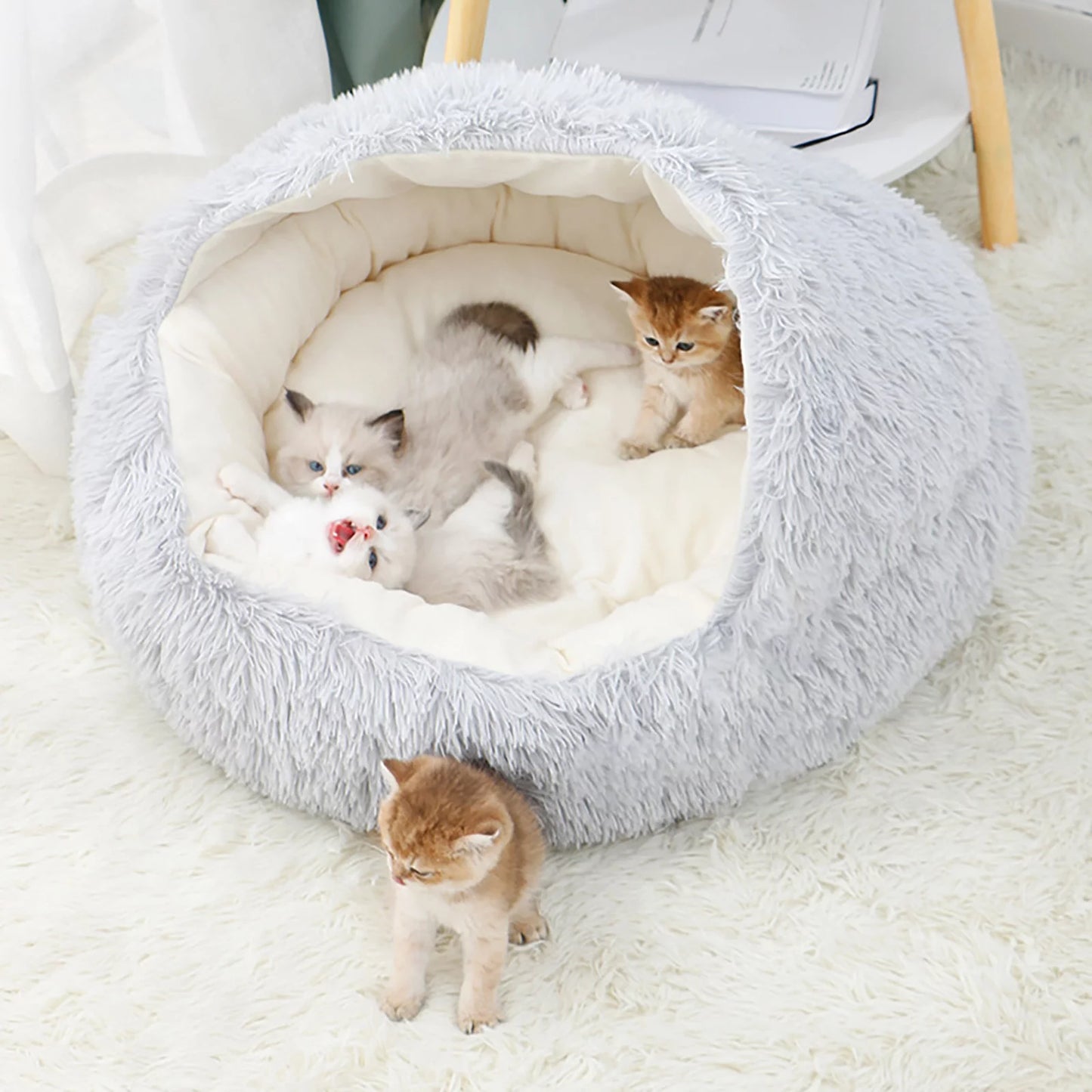 Rnemite-Amo Cat House Bed,Pet Beds Clearance Cat House Dog round Cat Winter Warm Nest Soft Foldable Sleeping Mat Pad Cozy Cat Cave Cute Pet Tent Beds for Cats Puppy Small Dogs