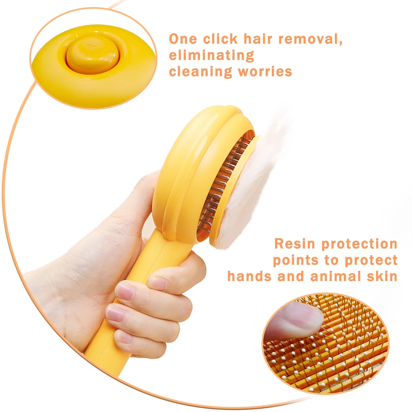 Cat Brushes for Indoor Cats - Pet Self Cleaning Slicker Brush Removes Deep Waste Hair - Cats Dogs Resin Protected Massage Comb(Yellow)